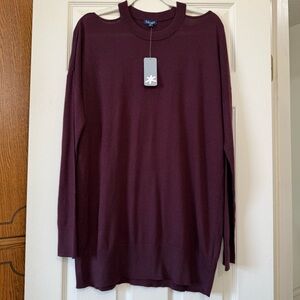 Splendid Crew Neck Sweater Cashmere Blend Pullover Burgundy Maroon Size XL